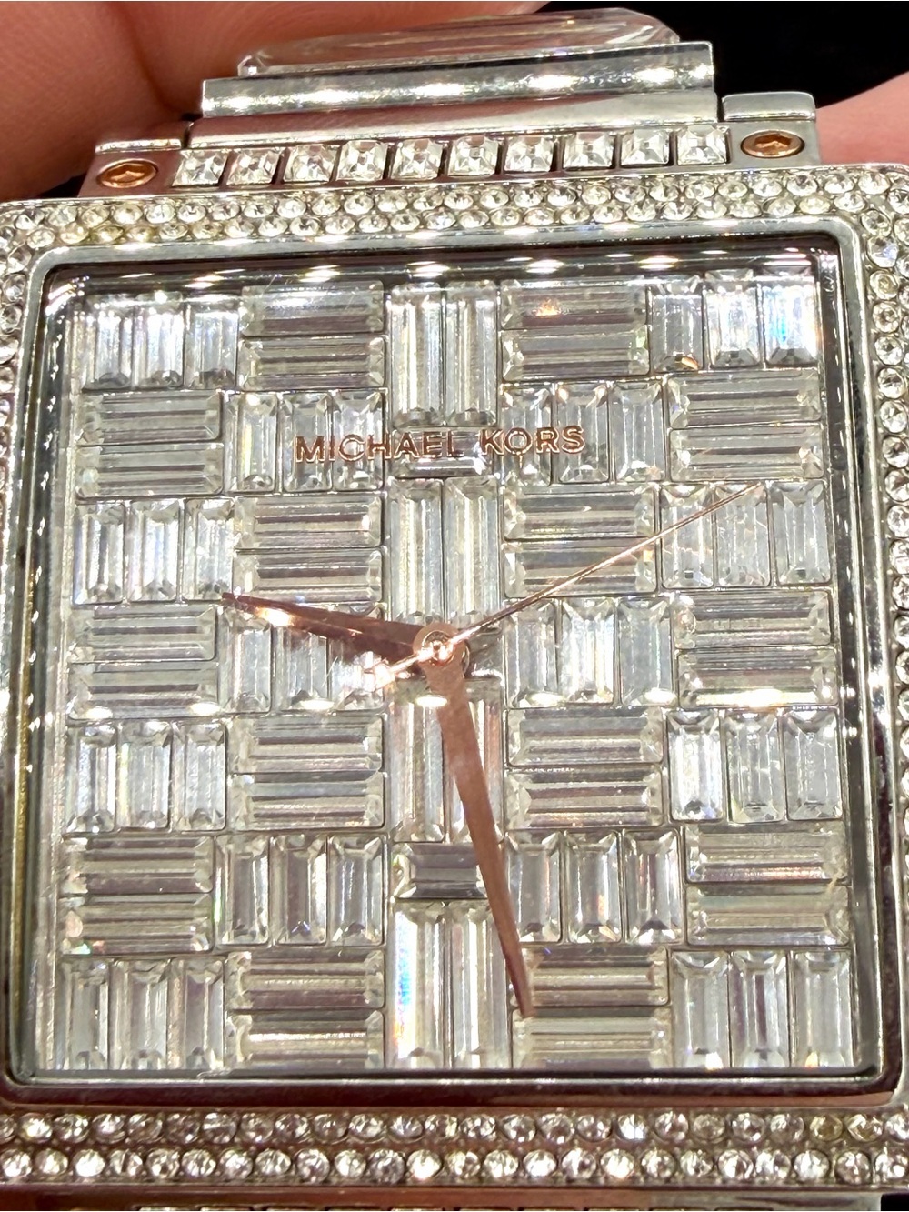 Michael Kors MK-5728 Women's Silver Crystal Pave Square Watch (Dead Battery) - Picture 15 of 15